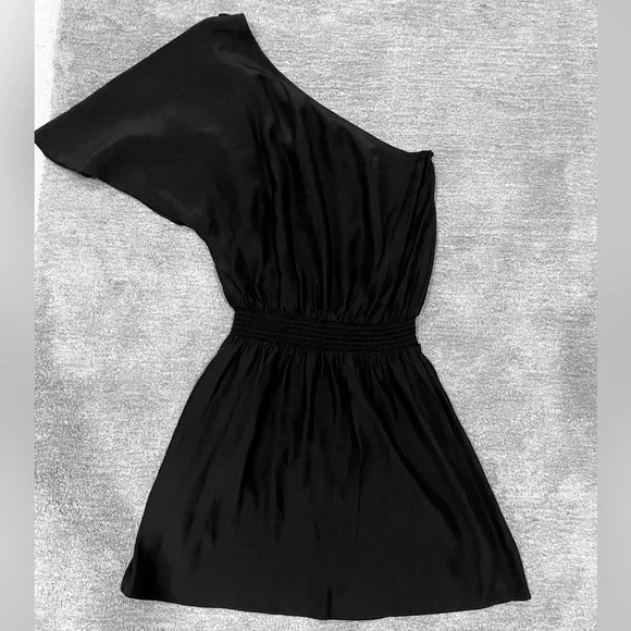 Parker One Shoulder Black Silk Mini Dress size small - Picture 4 of 5